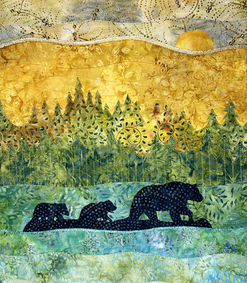Three Black Bears AppliQuilt Art