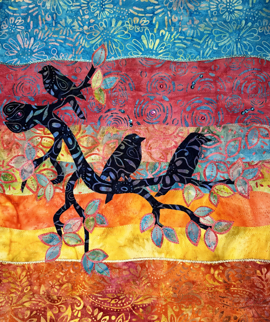 Birds on Branch AppliQuilt Art