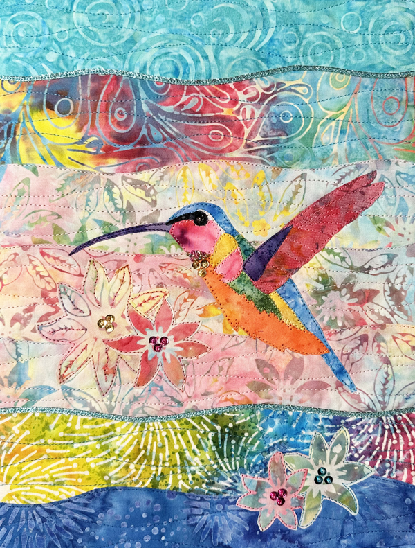 Hummingbird AppliQuilt Art by Debbie LaChusa