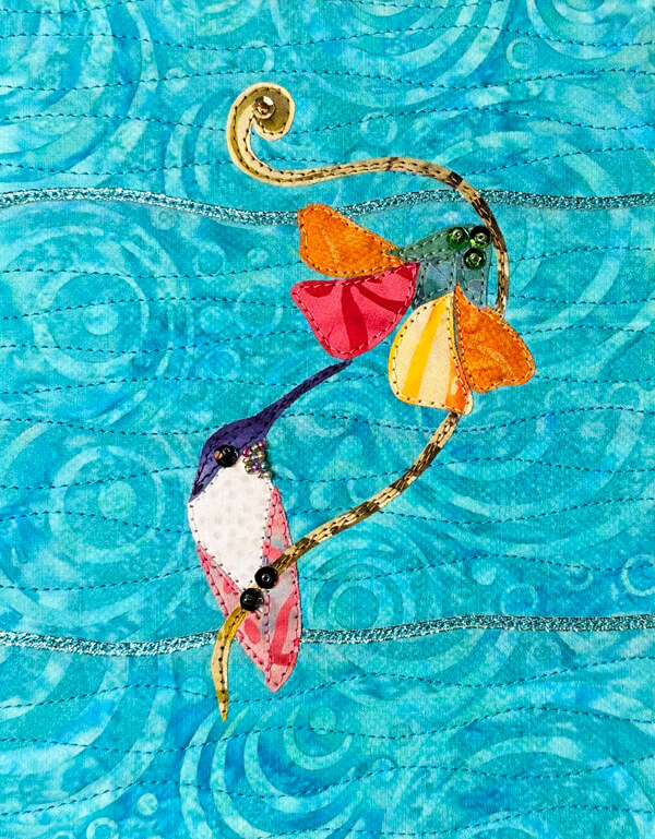 Tiny Hummingbird AppliQuilt Art