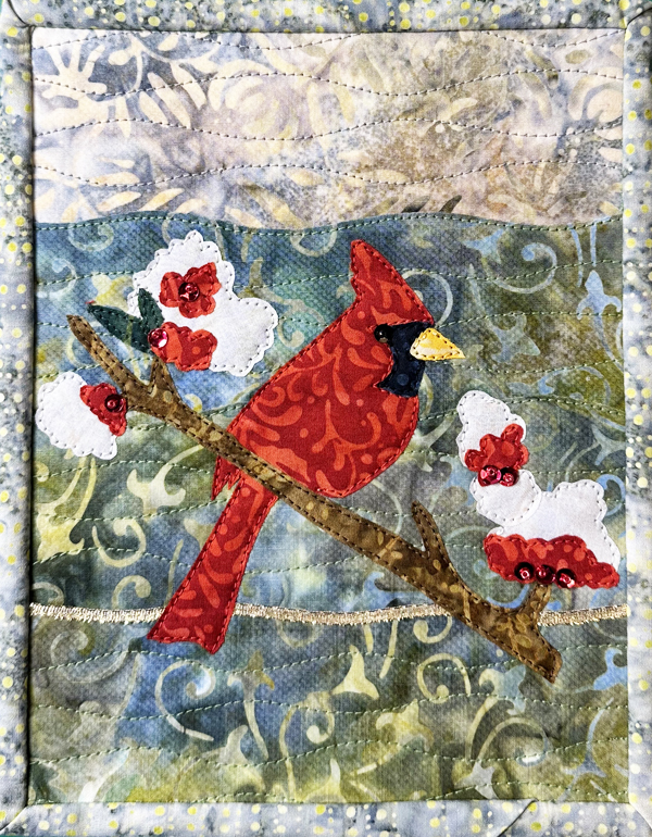 Tiny Cardinal AppliQuilt Art