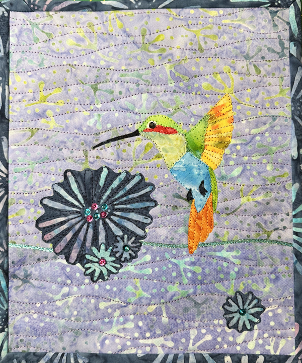 Lavender Hummingbird AppliQuilt Art
