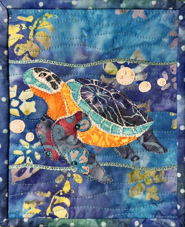 Tiny Sea Turtle AppliQuilt Art