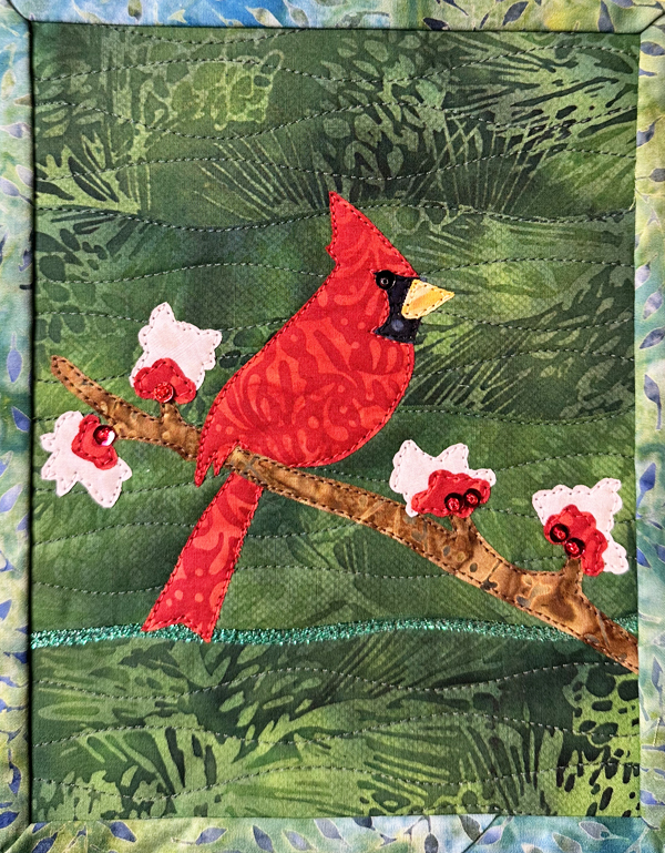 Christmas Cardinal AppliQuilt Art