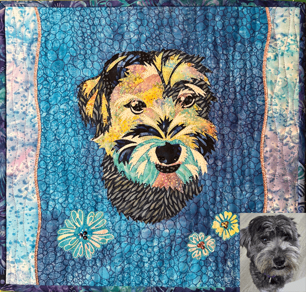 Hana, mixed breed AppliQuilt Art Quilt
