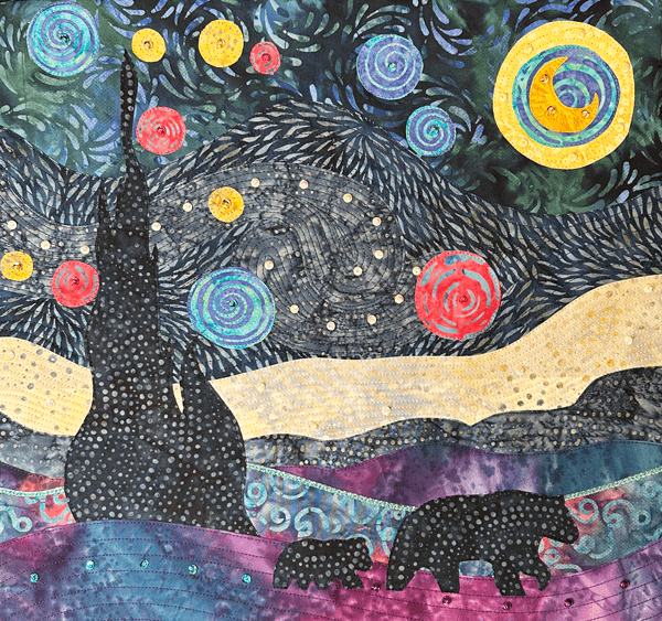 Fabulous Fakes Starry Night in the Blue Ridge Mountains AppliQuilt Art