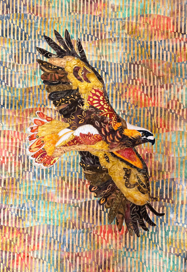 red tailed hawk AppliQuilt Art