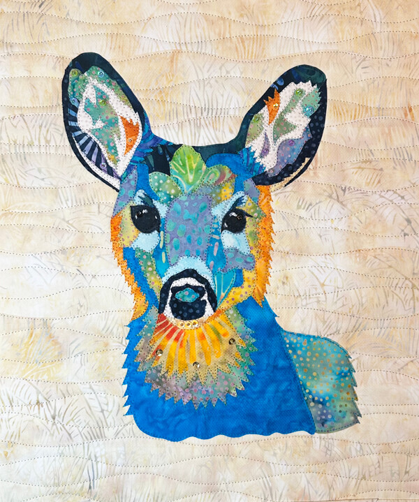 Colorful Deer AppliQuilt Art
