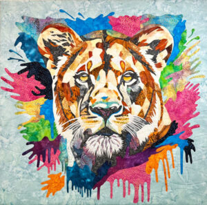 Lioness Fabric Collage Art Quilt