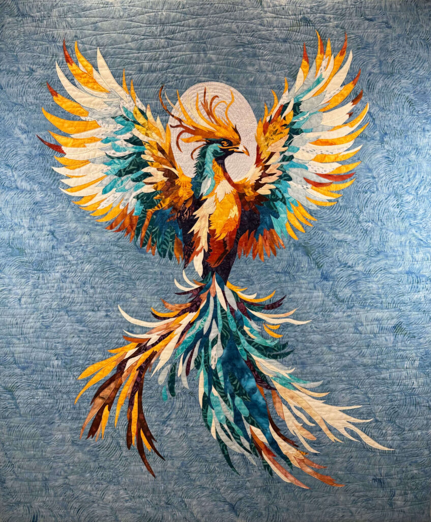 Phoenix Rising Fabric Collage Art