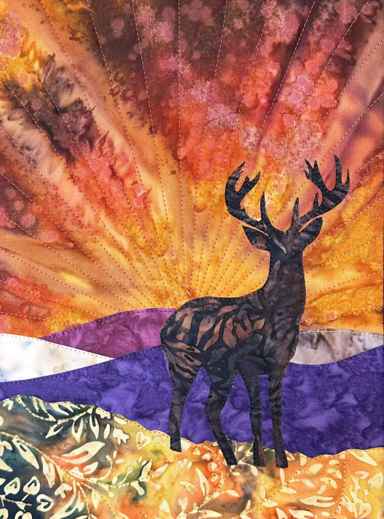 Sunset Buck Fabric Collage Art