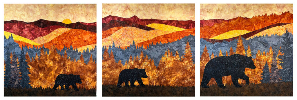 Autumn Bears at Sunset: A Triptych